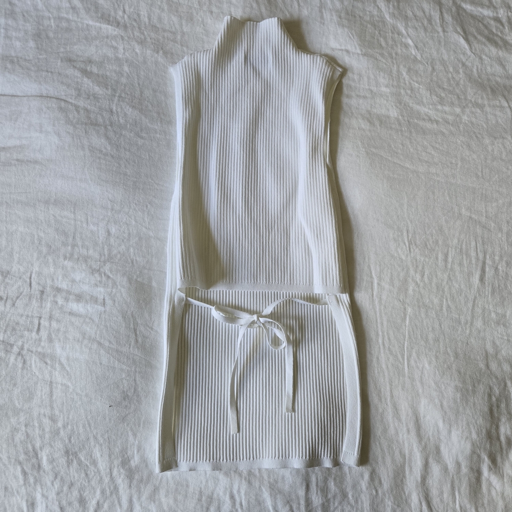 White Ribbed Sleeveless Top